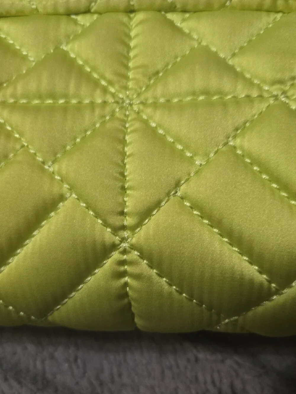 Zara Quilted Satin Neon Chunky Silver Metal Chain Shoulder Bag